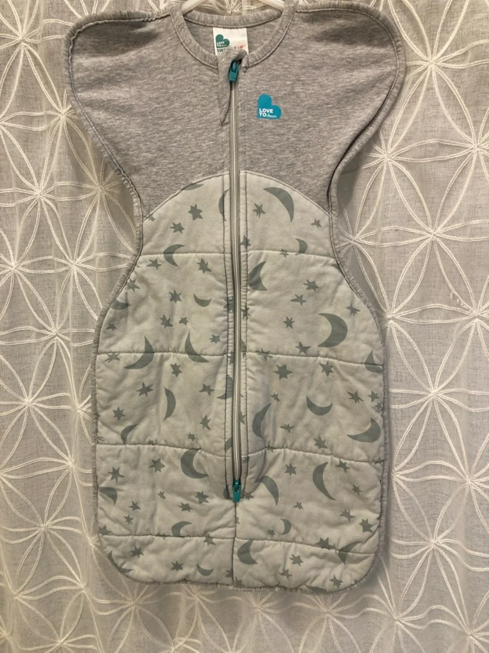 Love To Dream Gray Moon & Star Swaddle Sleep Bag